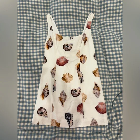 Show Me Your MuMu White Shell-Print Mini Dress - Picture 1 of 5